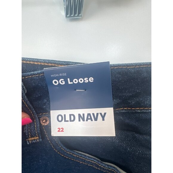 Old Navy High Rise OG Loose Denim Jeans Women 22 Blue Secret Smooth Pockets NEW - Picture 7 of 11